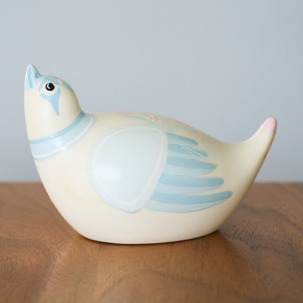 Vtg STONELITE Bird Figurine Professor Bessi Giuseppi Hand Painted Floral Italy